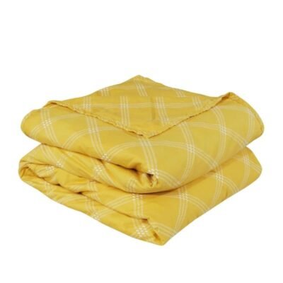 Dohar for Single Bed (60x90 Inch) Glace Cotton Reversible | Soft AC Blanket for Summer & Winter | Lightweight Comforter for All Seasons |Yellow Check